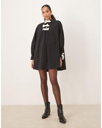 Ghospell - Swing Mini Dress With Bow Detail - Lyst