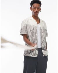 TOPMAN - Short Sleeve Relaxed Revere Lino Hand Printed Shirt - Lyst