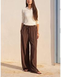 ASOS - Linen Blend Pull On Drawstring Waist Wide Leg Trouser - Lyst