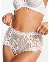 ASOS Bridal Florence Lace High Waist Knicker With Rickrack Trim - White