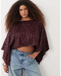 ASOS - Asos Design Curve Sequined Cape Top - Lyst