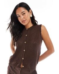 ASOS - Knitted Button Down Top With Flower Open Stitch - Lyst