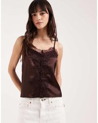 ASOS - Satin Lace Trim Tie Cami Top - Lyst