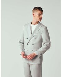 Mango - Amalfic Linen Blend Slim Fit Double Breasted Suit Blazer - Lyst