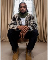 TOPMAN - Gilet texturé en laine mélangée à carreaux - crème et marron - Lyst