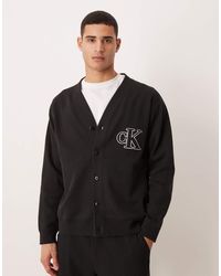 Calvin Klein - Rib Logo Button Cardigan - Lyst