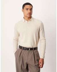 ASOS - – strukturiertes, langärmliges relaxed-fit-polohemd aus strick - Lyst