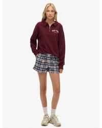 Superdry - Cotton Check Elastic Shorts - Lyst