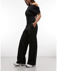 Monki - Mid Waist Wide Leg Tailored Trousers - Lyst