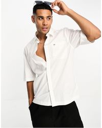 Calvin Klein - Poplin Overhemd Met Korte Mouwen En Stretch - Lyst