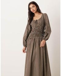 Glamorous - Drop Waist Shirred Bodice Maxi Dress - Lyst