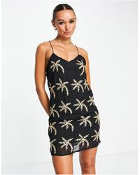 Never Fully Dressed - Embellished Palm Print Mini Dress - Lyst