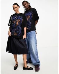 Collusion - Unisex - t-shirt stile skate nera con stampa blu di gojira su licenza - Lyst
