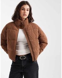 New Look - Cord Cropped Puffer Jacket - Lyst