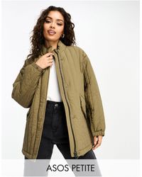 ASOS - Asos Design Petite Straight Line Quilted Cotton Jacket - Lyst