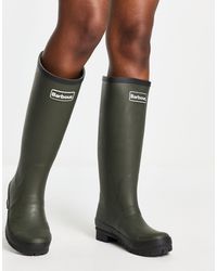 Barbour - Abbey tall - stivali da pioggia con logo colore oliva - Lyst