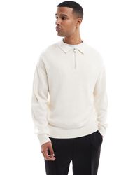 Jack & Jones - Oversize Quarter Zip Knitted Polo - Lyst