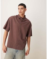 ASOS - Camisa De Corte Cuadrado Extragrande De Tejido Efecto Lino De - Lyst