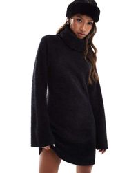 ASOS - Vestido Corto De Estilo Jersey Con Cuello Vuelto De Punto Mullido Supersuave De - Lyst