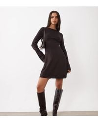 Kaiia - Exclusive Knitted Slash Neck Cowl Back Skater Mini Dress - Lyst