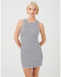 Brave Soul - Striped Ribbed Sleeveless Mini Dress - Lyst