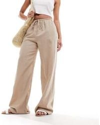 Cotton On - Cotton On Drawstring Straight Leg Linen Blend Trousers - Lyst