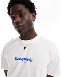 SELECTED - Camiseta blanca extragrande con estampado en el pecho - Lyst