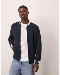 Lyle & Scott - Bomberjack Van Jersey Met Een Gekleurd Randje - Lyst