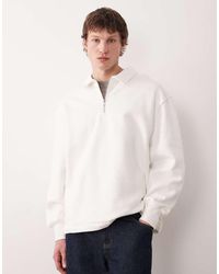 ASOS - Oversized Heavyweight Collared Sweatshirt With Zip - Lyst