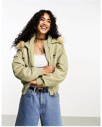 Reclaimed (vintage) - Bomber Jacket With Faux Fur Hood - Lyst