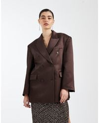 ASOS - Oversized Double Breasted Satin Blazer - Lyst