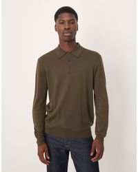 Mango - 100% Wool Button Up Long Sleeve Knitted Polo Top - Lyst