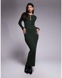 Kaiia - Exclusive Cut Out Detail Long Sleeve Knitted Maxi Dress - Lyst