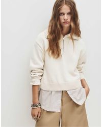 Pull&Bear - Felpa Color Sabbia Con Zip Corta E Colletto Stile Polo - Lyst