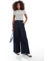 ASOS - Wide Leg Jean With Seam Detail And Deep Hem Stitch Co-ord - Lyst