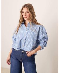 Free People - Oversized Gestreept Varsity Overhemd - Lyst