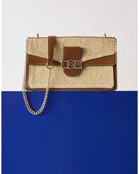 River Island - Rr Paneled Raffia Shoulder Bag - Lyst