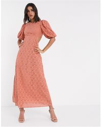 asos edition broderie dress with maxi skirt overlay