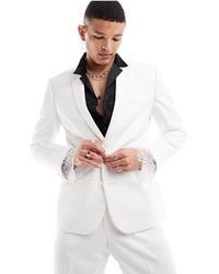 ASOS - Slim Suit Jacket With Lace Trim - Lyst