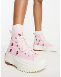 Converse - Run Star Hike Hi Trainers With Flower Embroidery - Lyst