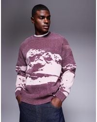 ASOS - Oversized Knitted Chenille Jumper With Mountain Graphic - Lyst