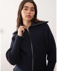 Weekday - Rib Knit Zip Through Cardigan - Lyst