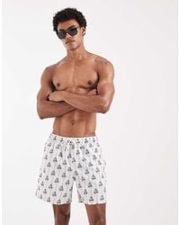 ASOS - Halflange Zwemshort Met Bootprint - Lyst