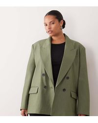 ASOS - Curve Tailored Strong Shoulders Double Breasted Blazer - Lyst