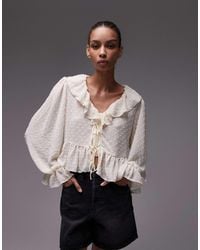 Mango - Ruffle Tie Front Top - Lyst
