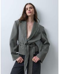 ASOS - Boxy Fit Belted Cropped Jacket - Lyst