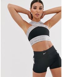 Nike Nike Pro Training Crop Tank In Black With Taping