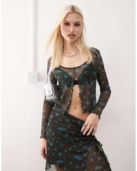 Collusion - Top Con Estampado Floral Y Lazada En La Parte Delantera De (Parte De Un Conjunto)-Negro - Lyst