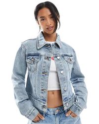 Miss Selfridge - Chaqueta Vaquera De Corte Girlfriend Con Lavado Azul Claro De - Lyst