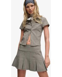 Bench x Superdry & Co - Logo Pleated Stripe Mini Skirt - Lyst